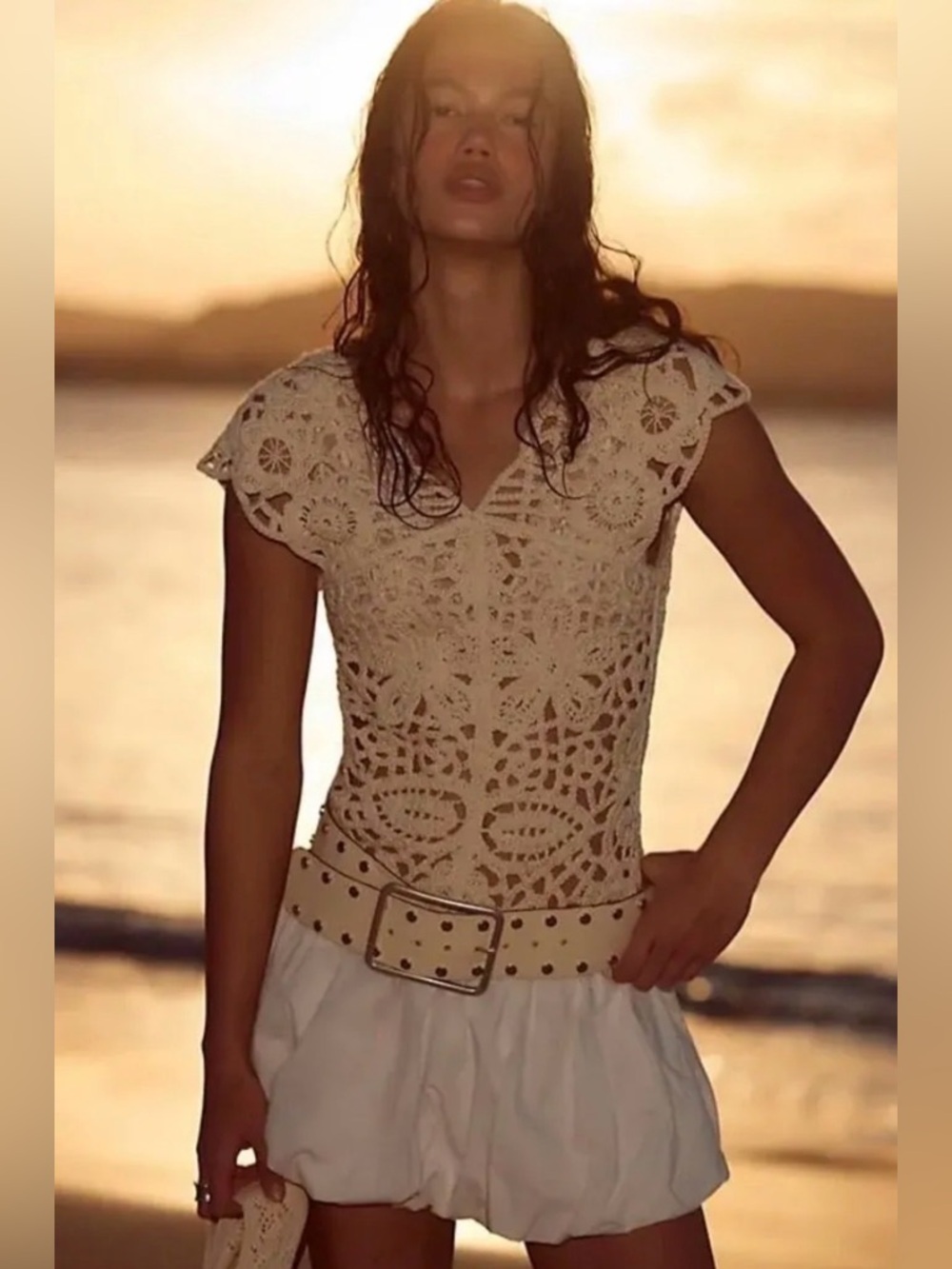 NWT Free People Kinsley Crochet Mini Dress